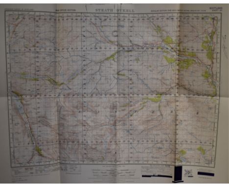 Scotland - 'Strath Oykell' War Office Edition, Ordnance survey map, sheet 20. Published 1949 - folded - excellent condition