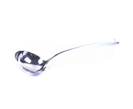 A GEORGE III SILVER OLD ENGLISH PATTERN SOUP LADLEMonogram engraved, detailed to the back 1790, length 33.5cm, London 1792, w