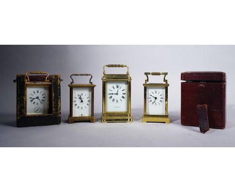 JOHN WALKER; A FRENCH BRASS GORGE CASED CARRIAGE TIMEPIECE (4)Early 20th CenturyThe enamel dial marked ‘French Made’, retaile