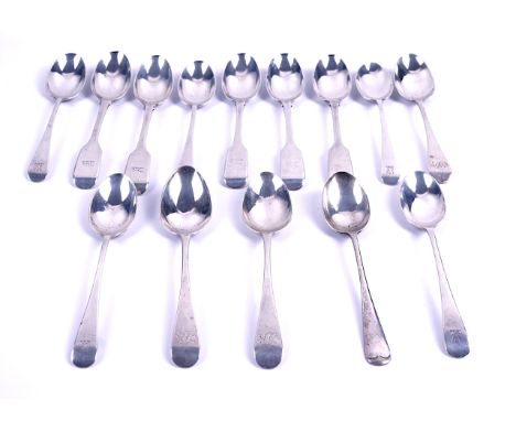 FOURTEEN SILVER TEASPOONS (14)Comprising; five Old English pattern, Sheffield 1914, five Victorian fiddle pattern, London 184