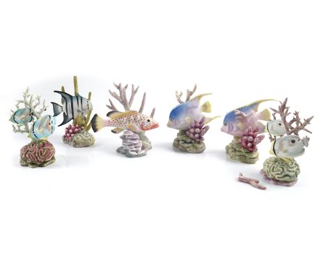 SIX ROYAL WORCESTER BONE-CHINA FISH MODELLED BY RONALD VAN RUYCKEVELT ( 6)Circa 1960 and laterComprising; `Spade Fish' ( 3579