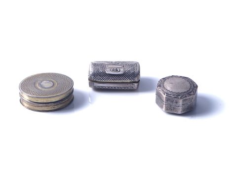 THREE SILVER VINAIGRETTES; PURSE, OCTAGONAL AND OVAL (3)The purse form vinaigrette London 1816, the octagonal vinaigrette pos
