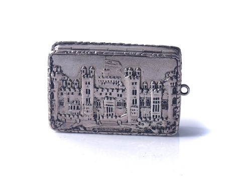 A SILVER WINDSOR CASTLE VINAIGRETTEWith a floral and scroll engraved grille, with reeded decoration to the sides, the undersi
