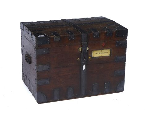 A 19TH CENTURY METAL BOUND OAK SILVER TRUNK82cm wide; 59cm high