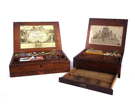 REEVES &amp; SONS; A MAHOGANY CASED ARTIST’S PAINT BOX AND ANOTHER (2)Early 19th CenturyThe label printed ‘Reeves &amp; Sons,