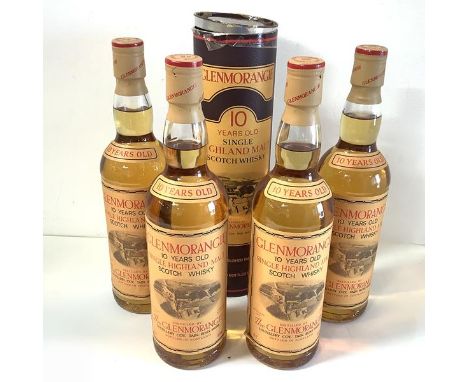 Whisky: Glenmorangie, Ten Years Old, Single Highland Malt Scotch Whisky, 40%, 4 bottles, 70cl, probably bottled 1990's, one i