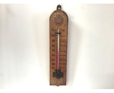 Negretti &amp; Zambra, a large  advertising "thermometer", c. 1920, printed in gilt and colours with company name and crest a