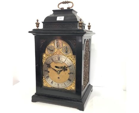 A handsome musical gilt-brass mounted ebonised bracket clock, late 19th century, in 18th century style, the architectural cas