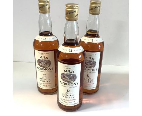 Whisky: Auld Acrimony, twelve year old vatted malt Scotch Whisky, 43%, 75cl, 3 bottles (3)