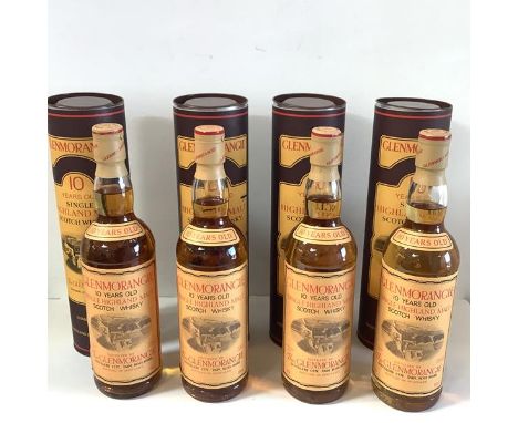 Whisky: Glenmorangie, Ten Years Old, Single Highland Malt Scotch Whisky, 40%, 4 bottles, 70cl, probably bottled 1990's, in cy