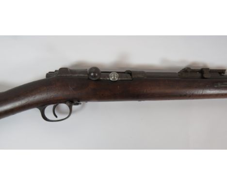 Obsolete Calibre German M1871/84 Mauser Rifle 11 mm, 31 inch, rifled barrel. Large rear ladder sight. Barrel stamped with cro