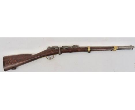 Obsolete Calibre French M1880 Gras Carbine 11mm, 19 inch, rifled barrel. Rear ladder sight. Breech with faint maker details. 