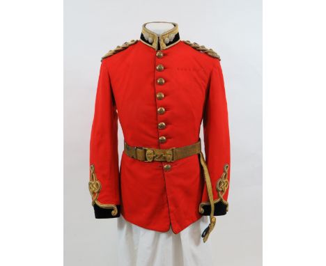 Post 1901 Royal Engineers Officer's Full Dress Tunic scarlet melton cloth, single breasted tunic. High black velvet collar wi