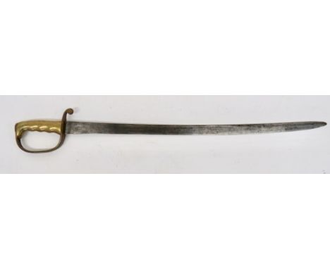 Rare Royal Artillery "Dundas" Sword 28 1/4 inch, single edged, slightly curved blade. The forte with "P" and broad arrow. Bra