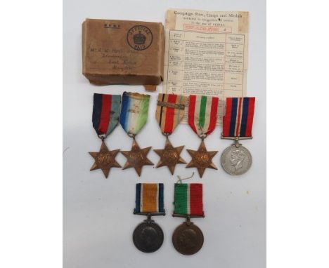 WW1 Merchant Navy and Son's WW2 Merchant Navy Groups consisting silver War medal and bronze Mercantile Marine named to "Alfre