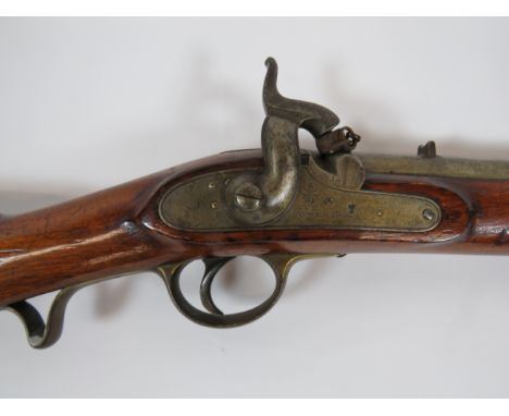 Scarce M1844 Rifled Yeomanry Cavalry Percussion Carbine 20 1/4 inch, rifled barrel. Rear V sight. The breech stamped "1844 En
