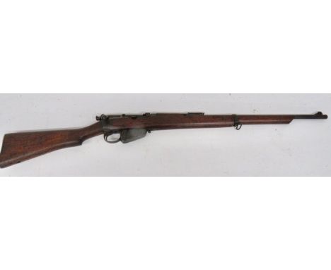 Deactivated Sport Adapted Long Lee Enfield Rifle .303 blued barrel. Front blade sight. Rear ladder sight (adapted). Rear turn