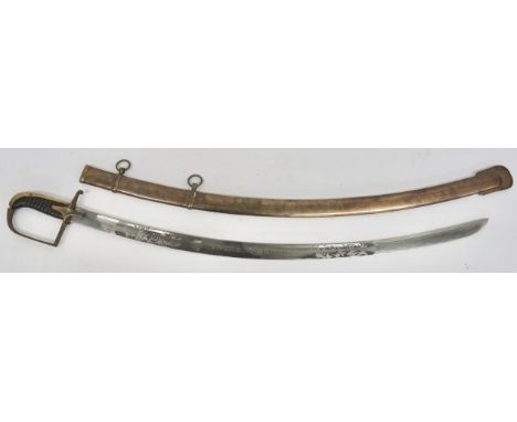 Current Issue Polish M1917 Cavalry Sword 33 1/2 inch, single edged, slightly curved blade with narrow fuller. One side etched