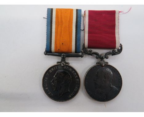 WW1 Long Service &amp; Good Conduct Medal Pair consisting silver War medal named "25709 T-WO1. Cl 1 O Toal RA". ERVII LS &amp