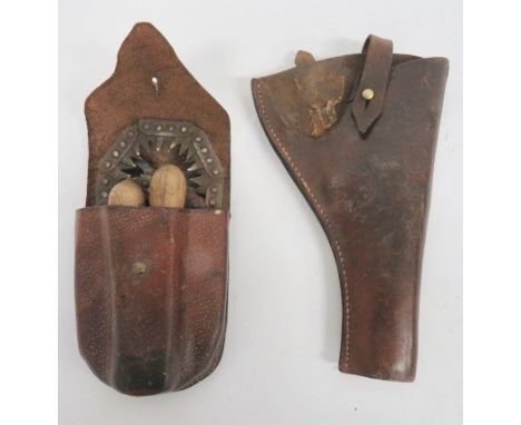 WW1 1914 Pattern Holster and Chainsaw 1914 pattern, open top holster. The front cut for easy access. Rear with two leather be