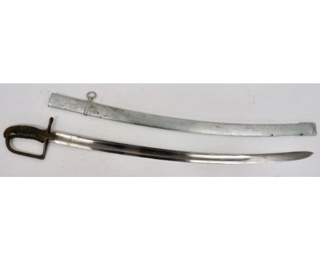 Polish M1934 Cavalry Sword 32 1/2 inch, single edged, slightly curved blade with large fuller and narrow rear fuller. Forte s