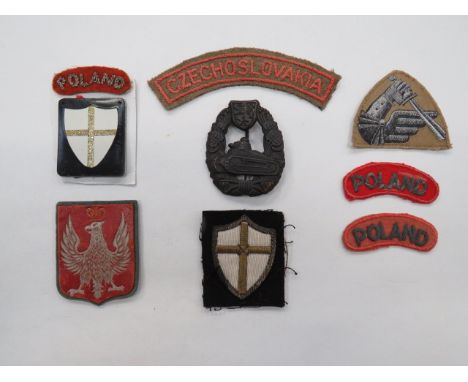 Small Selection of Polish and Czech Badges including bullion embroidery Poland title... 2 x bullion embroidery Poland titles 