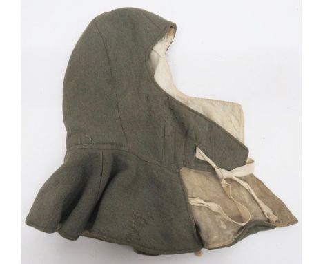 WW2 Period German Army Cold Weather Reversible Jacket Hood. This hood with green outer material and white lining. This stampe
