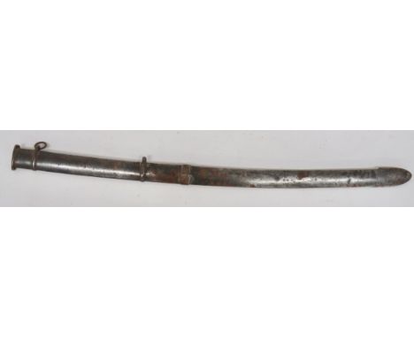 1796 Pattern Light Calvary Sword Scabbard steel, slightly curved scabbard. Double hanging rings (1 absent). Old band repair t