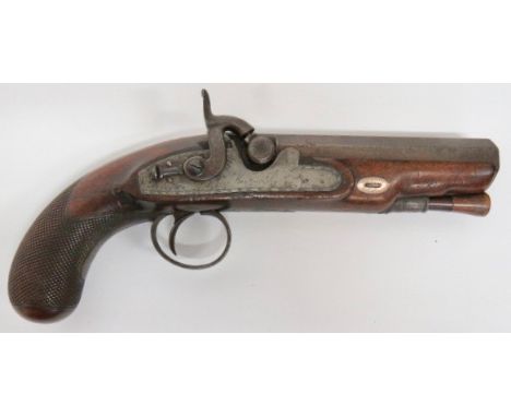 Early 19th Century Drum &amp; Nipple Converted Greatcoat Pistol by John Manton &amp; Son .650, 5 1/4 inch, octagonal, browned