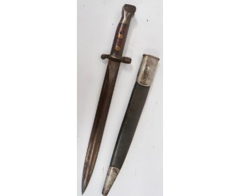 British 1888 Lee Metford Bayonet Regimentally Marked 12 inch, double edged blade. The forte marked "EFD" (Enfield) with crown