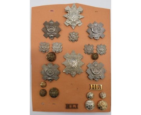 Small Selection of Highland Light Infantry Badges cap badges include KC white metal... KC white metal Glasgow Highlanders HLI
