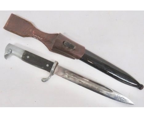 German Third Reich Engraved Presentation Bayonet 7 3/4 inch, single edged blade with narrow fuller. The blade with finely etc