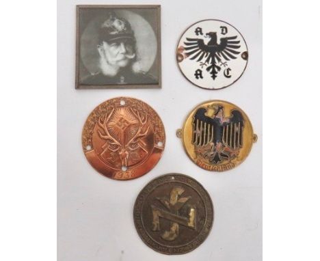 Four German Third Reich Plaques consisting brass and enamel eagle with letters ADAC. Maker to rear. Some chips to enamel... G