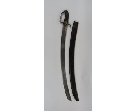 Indian 1796 Marahagra Personal Cavalry Sword 29 3/4 inch, single edged, slightly curved and shortened, 1796 sword blade. Bras