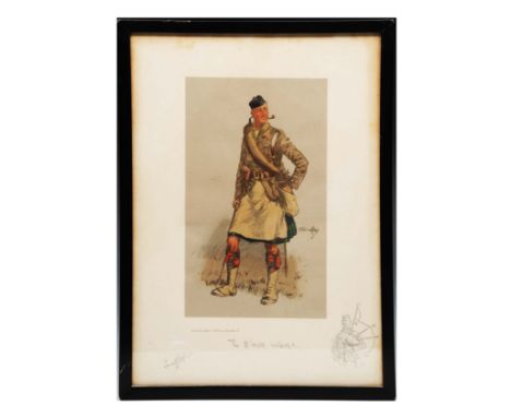 A 'SNAFFLES' PRINT published by Fores and titled the 'Black Watch', signed in pencil on the mount, 37 x 26cm, framed