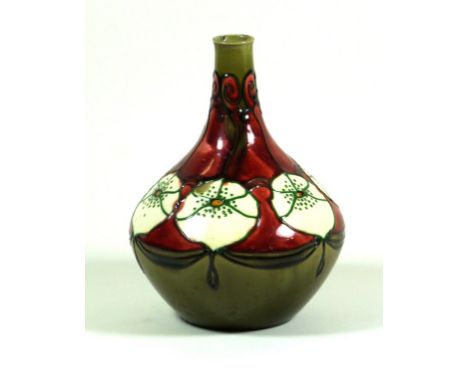 Minton Secessionist range vase of bulbous form with cylindrical neck
Number 29, on a red ground, height 20cm (af)
 CONDITION 