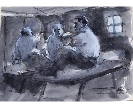 Tadeusz Was (Polish, 1912-2005) - 'Transit-Camp. Egypt 1943'
Ink wash on paper, signed and dated, titled verso, approx. 17x21
