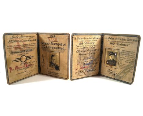 A Nazi Germany Geherime Staatspolizei (Gestapo) identity book 
Named to Fritz Stemmermann dated 2nd March 1942, with photogra