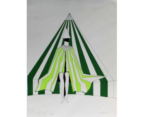 Lynn Chadwick (British, 1914-2003) - 'Standing Cloaked Figure in green stripes'
Pencil signed limited edition colour lithogra