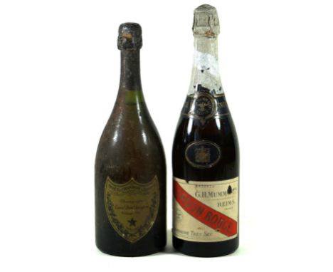 2 bottles Fine and Rare Champagne including Dom Perignon 
Comprising 1 bottle Dom Perignon Vintage 1970 (level at 1cm inverte