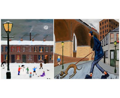 Paul Kelly (Northern Artist, 20th Century) - 'Playing by Moonlight' together with Paul Kelly 
Oil on board, signed with monog
