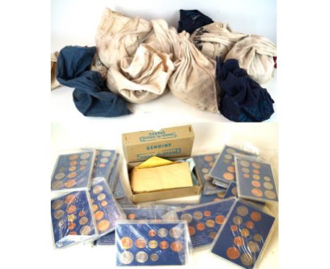 A large collection of British and Foreign coinage
To include unopened five pound bags of pre decimal half penny dated 1968, p