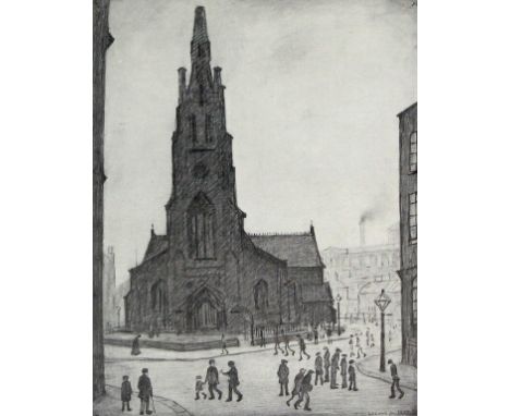 Laurence Stephen Lowry (British, 1887-1976)- 'St Simon's Church'
Pencil signed limited edition sepia print, numbered pencil t