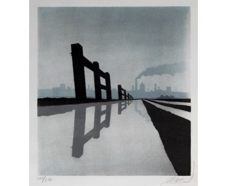 Trevor Grimshaw (British, 1947-2001) - 'Reflected Fence'
Pencil signed limited edition sepia lithograph, signed to mount and 