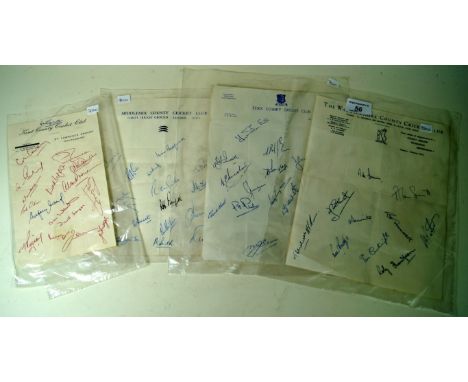 Four pages cricketing autographs on their county notepaper, circa 1960s
To include the Warwickshire county cricket club, auto