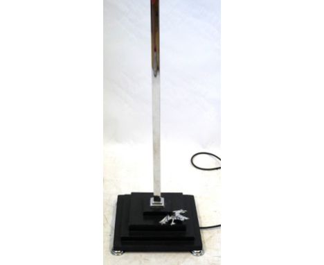 Art Deco style, chrome and black hardwood lamp standard
The single chrome support raised on stepped black plinth base, height