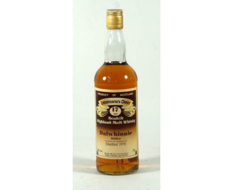 1 bottle Dalwhinnie Highland Malt Scotch Whisky 17yo Distilled 1970
ABV 40% Connoisseurs Choice Gordon & Macphail
