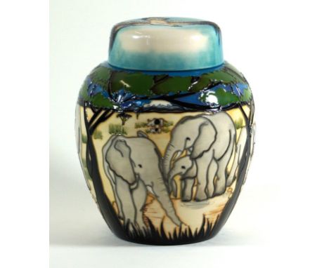 Modern Moorcroft pottery ginger jar and cover
Decorated in the Treetops pattern, designed by Vicky Lovatt, factory marks and 