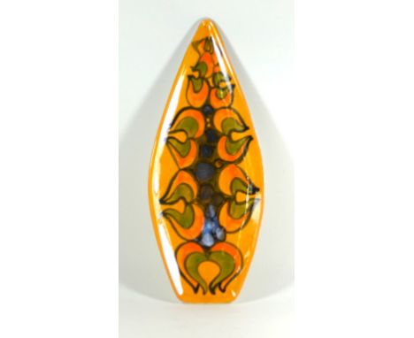Poole pottery Delphis range spear 
Having multi-coloured stylised decoration, black printed factory marks to base, length 43c