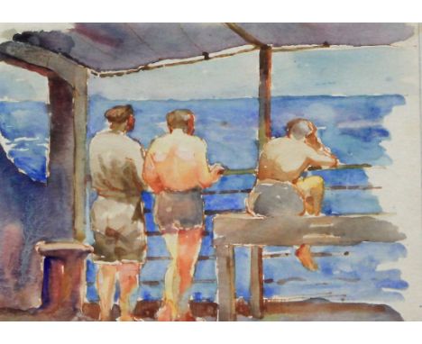 Tadeusz Was (Polish, 1912-2005) - 'Troop Ship to Iraq, 1943'
Watercolour on paper, signed, titled verso, approx. 15x19cm, fra
